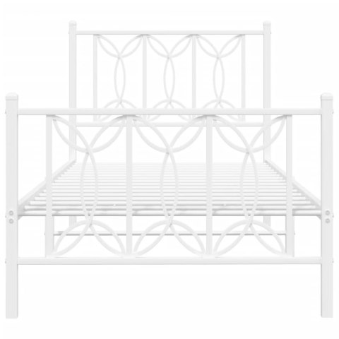 Metalowa rama łóżka z wezgłowiem i zanóżkiem, biała, 75x190 cm Lumarko!
