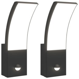 Zewnętrzne kinkiety LED z czujnikami, 2 szt., czarne, aluminium Lumarko!