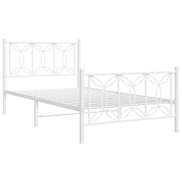 Metalowa rama łóżka z wezgłowiem i zanóżkiem, biała, 100x190 cm Lumarko!