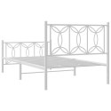 Metalowa rama łóżka z wezgłowiem i zanóżkiem, biała, 100x190 cm Lumarko!