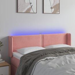 Zagłówek do łóżka z LED, różowy, 147x16x78/88 cm, aksamit Lumarko!