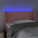 Zagłówek do łóżka z LED, różowy, 83x16x78/88 cm, aksamit Lumarko!