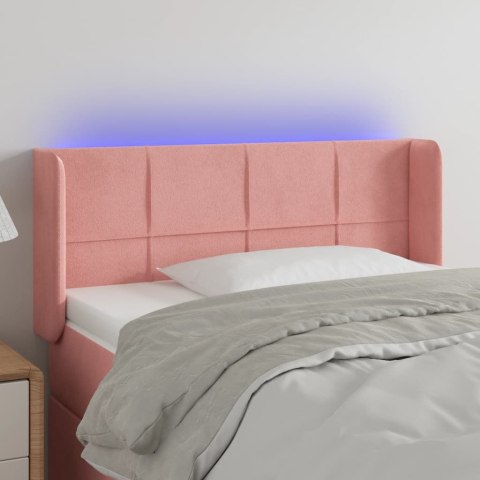 Zagłówek do łóżka z LED, różowy, 83x16x78/88 cm, aksamit Lumarko!