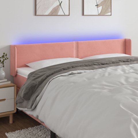 Zagłówek do łóżka z LED, różowy, 203x16x78/88 cm, aksamit Lumarko!