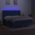 Łóżko kontynentalne z materacem, niebieskie 180x200 cm, tkanina Lumarko!