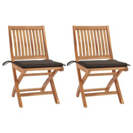 Krzesła ogrodowe z poduszkami taupe, 2 szt., drewno tekowe Lumarko!