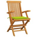 Krzesła ogrodowe z zielonymi poduszkami, 6 szt., drewno tekowe Lumarko!