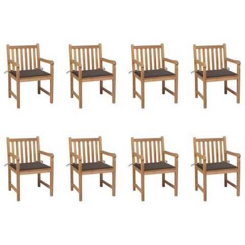 Krzesła ogrodowe, 8 szt., poduszki taupe, drewno tekowe Lumarko!