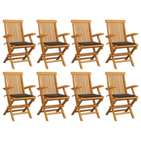 Krzesła ogrodowe z poduszkami taupe, 8 szt., lite drewno tekowe Lumarko!