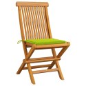Krzesła ogrodowe z zielonymi poduszkami, 6 szt., drewno tekowe Lumarko!