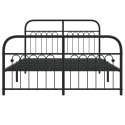 Metalowa rama łóżka z wezgłowiem i zanóżkiem, czarna, 140x190cm Lumarko!