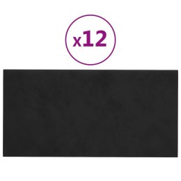 Panele ścienne, 12 szt., czarne, 30x15 cm, aksamit, 0,54 m² Lumarko!