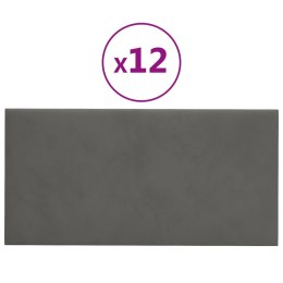 Panele ścienne, 12 szt, ciemnoszare, 30x15 cm, aksamit, 0,54 m² Lumarko!