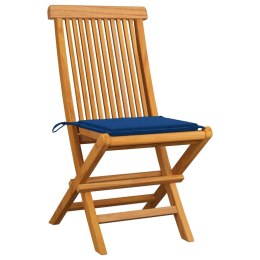Krzesła ogrodowe z kobaltowymi poduszkami, 6 szt., tekowe Lumarko!