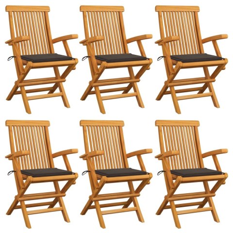 Krzesła ogrodowe z poduszkami taupe, 6 szt., drewno tekowe Lumarko!