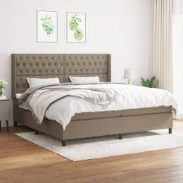 Łóżko kontynentalne z materacem, taupe, tkanina, 200x200 cm Lumarko!