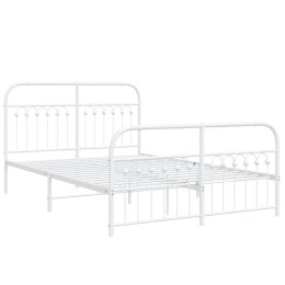 Metalowa rama łóżka z wezgłowiem i zanóżkiem, biała, 140x190 cm Lumarko!