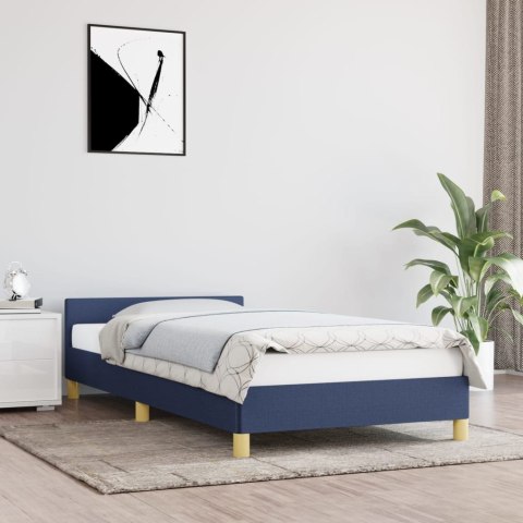 Rama łóżka z zagłówkiem, niebieska, 90x200 cm, obita tkaniną Lumarko!