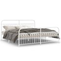 Metalowa rama łóżka z wezgłowiem i zanóżkiem, biała, 200x200 cm Lumarko!