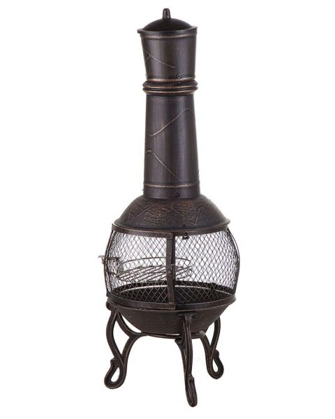 Palenisko ogrodowe z grillem stalowe mosiężne TACORA