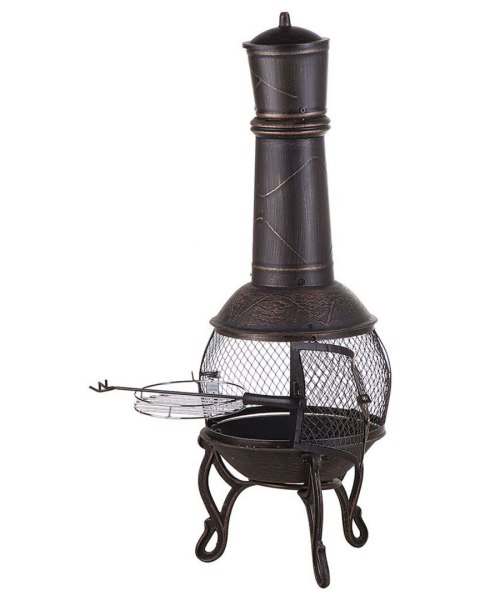 Palenisko ogrodowe z grillem stalowe mosiężne TACORA