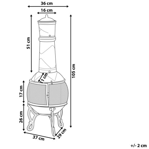 Palenisko ogrodowe z grillem stalowe mosiężne TACORA