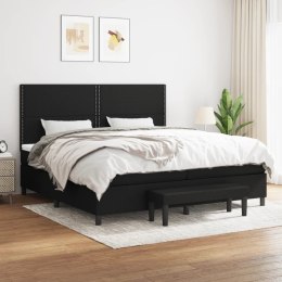 Łóżko kontynentalne z materacem, czarne, tkanina, 200x200 cm Lumarko!