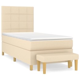 Łóżko kontynentalne z materacem, kremowe, tkanina, 100x200 cm Lumarko!