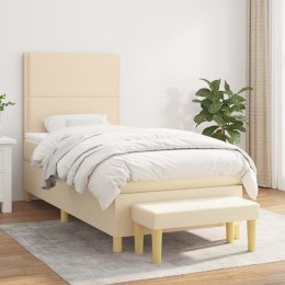 Łóżko kontynentalne z materacem, kremowe, tkanina, 90x200 cm Lumarko!