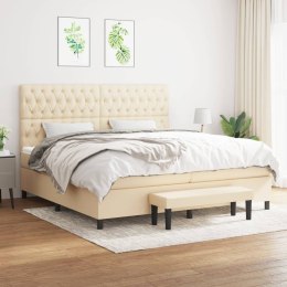 Łóżko kontynentalne z materacem, kremowe, tkanina, 200x200 cm Lumarko!