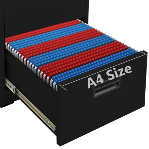 Szafka kartotekowa, czarna, 46x62x133 cm, stalowa Lumarko!