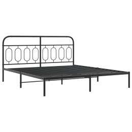 Metalowa rama łóżka z wezgłowiem i zanóżkiem, czarna, 183x213cm Lumarko!