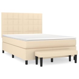 Łóżko kontynentalne z materacem, kremowe, tkanina, 140x200 cm Lumarko!