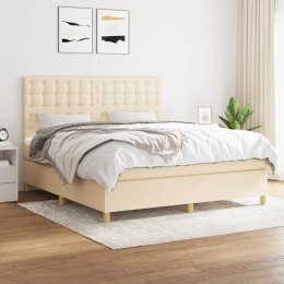 Łóżko kontynentalne z materacem, kremowe, tkanina, 160x200 cm Lumarko!