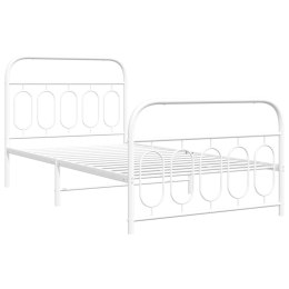 Metalowa rama łóżka z wezgłowiem i zanóżkiem, biała, 100x190 cm Lumarko!