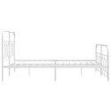 Metalowa rama łóżka z wezgłowiem i zanóżkiem, biała, 140x190 cm Lumarko!