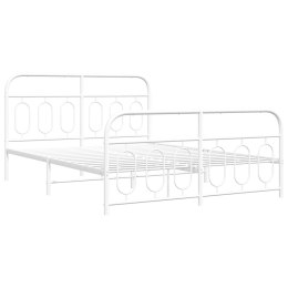 Metalowa rama łóżka z wezgłowiem i zanóżkiem, biała, 150x200 cm Lumarko!
