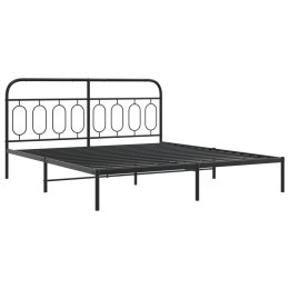 Metalowa rama łóżka z wezgłowiem, czarna, 183x213 cm Lumarko!