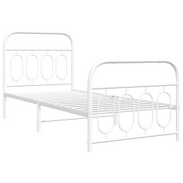Metalowa rama łóżka z wezgłowiem i zanóżkiem, biała, 90x190 cm Lumarko!