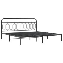 Metalowa rama łóżka z wezgłowiem, czarna, 200x200 cm Lumarko!