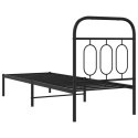 Metalowa rama łóżka z wezgłowiem, czarna, 75x190 cm Lumarko!