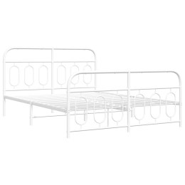 Metalowa rama łóżka z wezgłowiem i zanóżkiem, biała, 140x200 cm Lumarko!