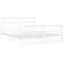 Metalowa rama łóżka z wezgłowiem i zanóżkiem, biała, 160x200 cm Lumarko!