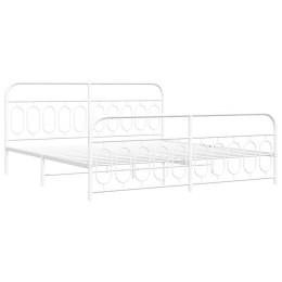 Metalowa rama łóżka z wezgłowiem i zanóżkiem, biała, 200x200 cm Lumarko!
