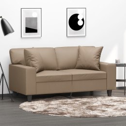 VidaXL 2-osobowa sofa z poduszkami, cappuccino, 120 cm, sztuczna skóra