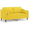 VidaXL 2-osobowa sofa z poduszkami, jasnożółta, 140 cm, tkanina Lumarko!