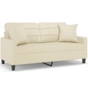 2-osobowa sofa z poduszkami, kremowa, 140 cm, sztuczna skóra Lumarko!