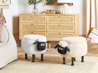 Pufa zwierzak ze schowkiem biała SHEEP