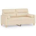 VidaXL 2-osobowa sofa z poduszkami, kremowa, 140 cm, tkanina Lumarko!