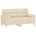 VidaXL 2-osobowa sofa z poduszkami, kremowa, 140 cm, tkanina Lumarko!